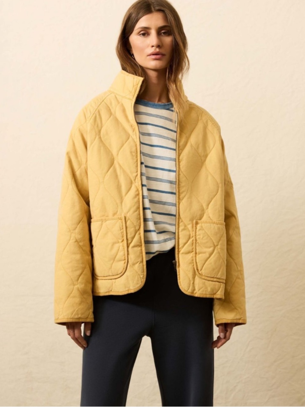 Faherty Sunwashed Quilted Jacket Sz Medium Tuscan Sun